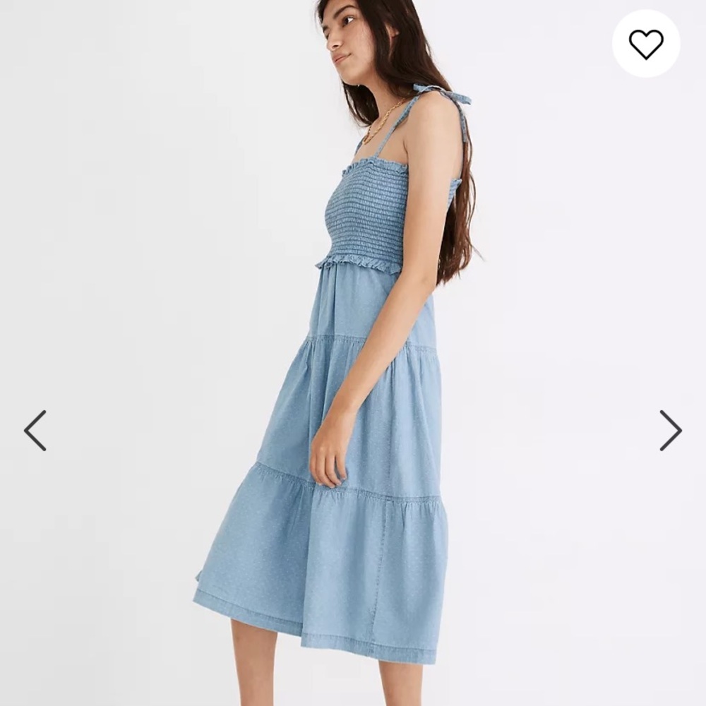 Madewell Denim Lucie Smocked Tie-Strap midi dress
